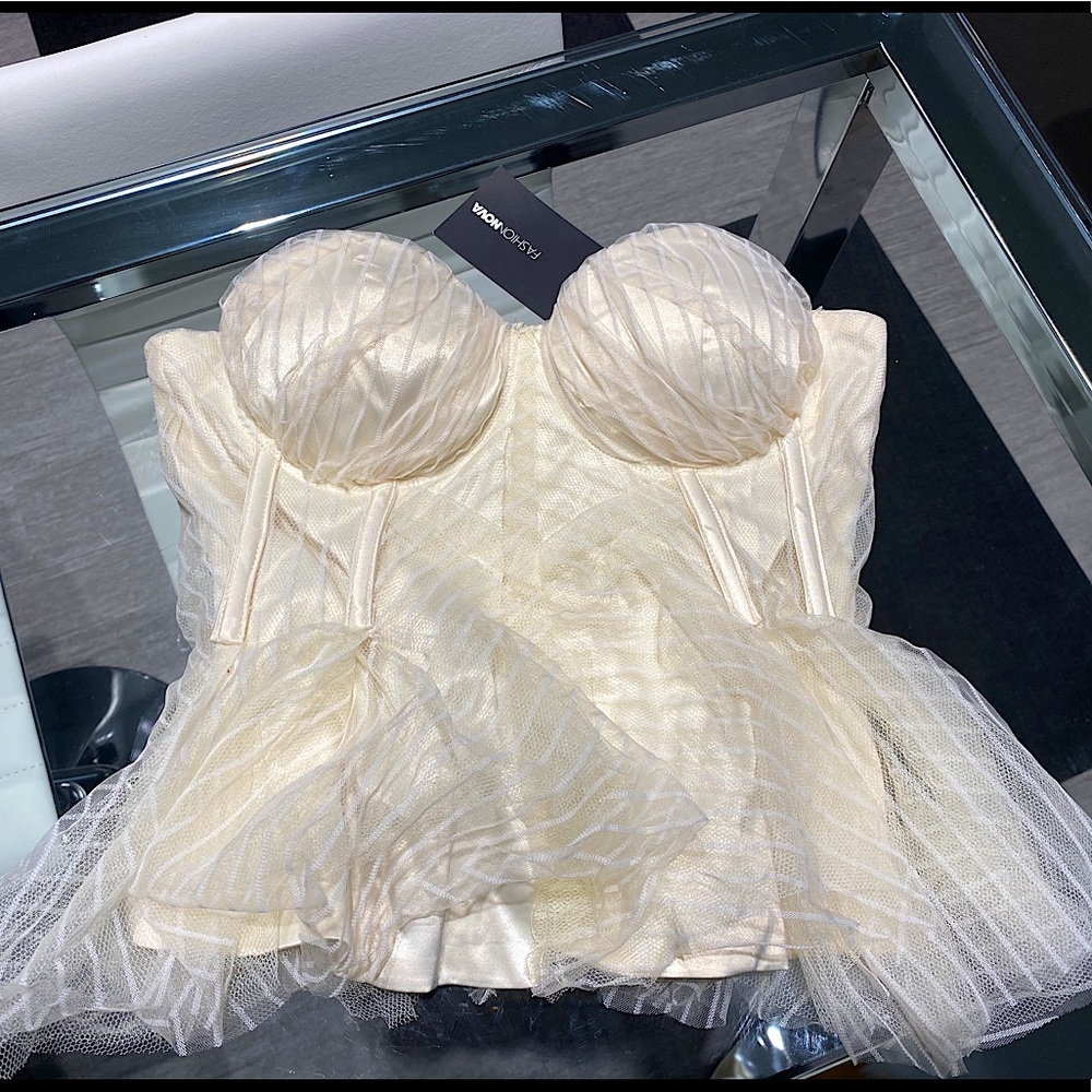 Fashion Nova Corset Top in Ivory